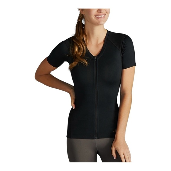 Tommie Copper Short Sleeve Full Back Support Shirt in Black - Picture 1 of 6